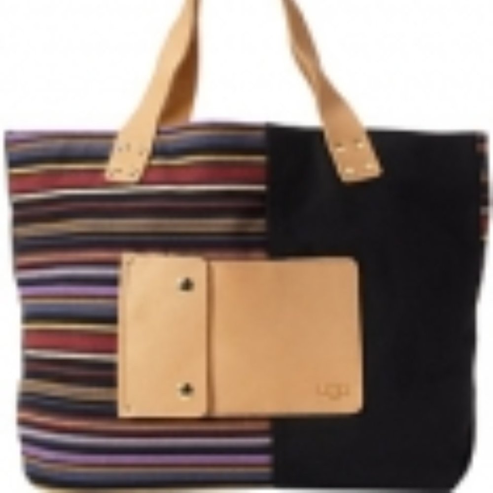 Ugg $185 TE050 Novelty Tote Black Sizzle Stripe NW